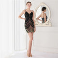 Elegant Women Short Evening Dress Sexy Straps Sequin Slim Bodycon Party Dresses Black Gold Female Vestidos De Soiree