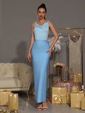Sexy Backless Diamond Chain Design Bandage Maxi Long Dress 2026 Women'S Sleeveless Bodycon Celebrity Dinner Party Gowns
