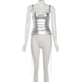 Sexy Bandage Hollow Out Women's Sling Top Slim Sleeveless Backless Pleated Female Vest 2026 Summer Beach Holiday All-match Vests