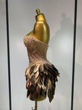 Women Sexy Strapless Sparkly Rhinestone Sequins Mesh See Through Mini Dress Eveing Party Birthday Nightclub Singer Stage Costume