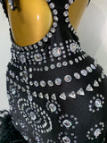 Women Sexy Halter Crystal Feathers Bodycon Mini Dress Nightclub Performance Stage Outfit Luxury Birthday Photo Shoot Dress