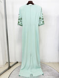 2026 New Arrivals Summer Fashion Heavy Industry Beaded Diamond Slim Maxi Dress Women's Half Sleeve Female Vestidos