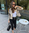 Zebra Print Cropped Shirt Jacket Women Long Sleeve Button Down Casual Loose Outerwear Autumn Female Casual Streetwear Outfit