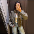 Women Olive Green Fur Collar Oversized Long Sleeve Fuzzy Trim Open Front Knit Cardigan Sweater Fall 2026 Casual Trendy New Wears