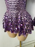Sexy Women Short Sleeve Sparkly Sequins Stage Dress Luxury Evening Party Nightclub Performance Costume Stage Wear