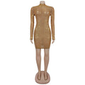 Women Sexy Long Sleeve Diamond Mesh Bodycon Night Out Dress Birthday Party Costume Bar Nightclub Stage Performance Clothing