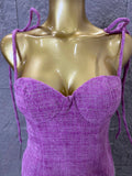 High Quality Women Sexy Strap Purple Cotton Bodycon Mini Dress Diamond Chain Fashion Celebrate Cute Birthday Dress