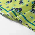 Bow Tie Neck Women Floral Print Set Long Puff Sleeve Cuff Trim Loose Blouse Vibrant Ethnic Midi Skirt Straight Hem Street Daily