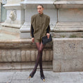 Retro Khaki Shorts Set for Womenstand Collar Sleeveless Cape Vest High Waist Shorts Office Two Piece Sets Female