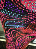 Shining Colorful Print Rhinestones Women Sexy Halter Backless Mesh Long Gowns Dress Nightclub Party Birthday Photoshoot Wear