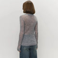 Mohair Round Neck Pullover Sweater For Women 2025 Spring Summer New Knitted Bottom Semi-sheer Knit Sweater Female Top