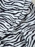 Zebra Stripe Print Two Piece Set for Women Lapel Long Sleeve Spliced Zipper Short Coat Mid Waist Knee Skirt Female