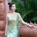 Women's Thailand Traditional Clothing Two Set Thai Dress National Costume Dai Dress Minority Retro Costume Dance Photography