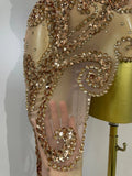 Luxury Sparkly Diamond Sequins Asymmetric Bodycon Mini Dress Women Sexy Mesh See Through Bar Nightclub Party Show Stage Costume