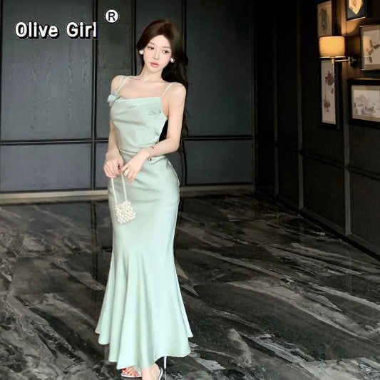 Olive Girl Dramatic Dress for Garden Wedding 2026 Fairycore Photoshoot S-L XS-3XL Plus Size Dramatic Silhouette Romantic Editorial Not Costume Hanfu Chinese Dress Traditional Chinese Clothing Chinese Heritage Fashion Women