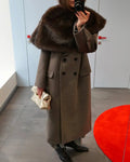 Elegant Fur Shawl Skirt Women's Suit Fashionable Solid Loose Shawl Fitted Fur-Lined Midi Skirt Set Autumn Winter Female