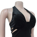Sexy Halter Backless Velvet Dress Women Lace Up High Side Split Bodycon Maxi Evening Night Club Party Long Dresses Vestidos