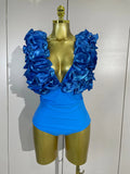 2026 Women Sexy Deep V Ruffle Bodysuit And Irregular Length Skirt Two-piece Set  Sexy Holiday Bikini Swimwear Photo Shoot Wear