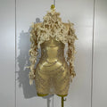 Sexy Embroidery Sequins Sparkly Diamonds Long Sleeves Mesh Mini Dress Birthday Evening Party PhotoShoot Nightclub Stage Costume