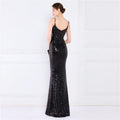 Women Spaghetti Strap Party Maxi Dress Sexy V Neck Evening Green Sequin Dress Elegant Long Prom Dress Vestido Longo