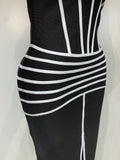 Women Sexy Halter Neck Maxi Long Bandage Dress Black Sleeveless Backless Bodycon Birthday Dress Evening Party Prom Gown
