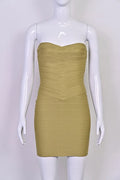 Luxury Strapless Striped Bandage Evening Dress Women Wedding Party Club Vestidos Slim Elastic Knitted Green Dresses