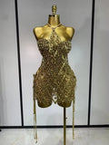 Women Celebrate Evening Party Birthday Dress Stage Photo Shoot Wear Sexy Sparkly Sequin Diamond Mesh Transparent Two Piece Set