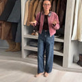 Women's Dusty Pink Corduroy Jacket Fashion Faux Leather Collar Long Sleeve Zipper Cropped Coat Lady 2026 Spring Chic Streetwear