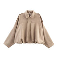 Women's Faux Suede Cropped Bomber Jacket Lapel Collar Zipper Loose Autumn Winter Casual Streetwear Vintage Coat 2026 New