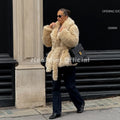 Winter 2026 Long Belted Wrap Fur Jacket Women Street Fashion Girls Shawl Collar Faux Lamb Fur Robe Coat Fuzzy Outerwear