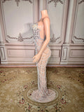 Evening dress for birthday party Blue Host Heavy Industry Beads Mermaid Toast Off-Shoulder Wedding Dress
