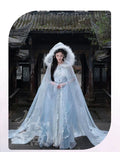 Olive Girl Blue Embroidered Hanfu Dress for Ren Faire 2026 Garden Wedding Fairycore Photoshoot Everyday Wear S-L XS-3XL Plus Size Chinese Heritage Fashion Women