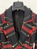 Femininos Elegantes Lapel Plaid Printed Autumn Winter Belt Slim Suit Jackets Female Office Blazer Coats Girls Chic Outfit