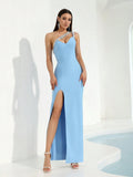 High Quality Sexy One Shoulder Shinning Diamond Bodycon Bandage Long Dress Women Fashion Celebrate Evening Party Vestido