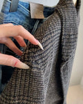Original Winter New Style Retro British Style High-end Double-breasted Knee-length Check Coat for Women