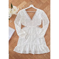 Solid Hollow Out Slimming Dresses for Womern V Neck Long Sleeveless Temperment Dresses Female New