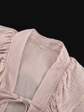 Casual Ruffle Women Two Piece Set V Neck Flare Sleeve Lace Top Short Skirt for Vacation Daily Wear Fashion Summer