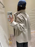 Women Solid Color Fringed Jacket 2-piece Set Chic Drawstring Pocket Zipper Coat Sleeveless Vest Sets Autumn Street Daily Wear