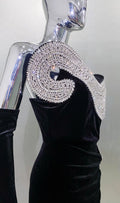 Women Celebrity Sexy Strapless Backless Diamonds Beading Maxi Long Gowns Dress Elegant Evening Party Club Dress Vestido