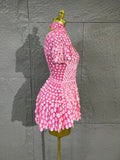 Lady Fish scales shell sequins Scale Sequin Bodysuit HighNeck Short Sleeve Ruffle Skirt Costume For Women Nightclub Stage Wear