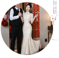 Wedding Dresses Mermaid Long Sleeves Mesh Lace Floral Chesongam Women Elegant Vestidos Stand Collar Chinese Style Dresses