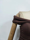 Solid Patchwork Folds Bodysuit for Women V Neck Off The Shoulder Slimming High Waist Sexy Backless Playsuit Female
