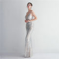 Women Strap Party Maxi Dress Sexy V Neck Evening Dress Celebrity Purple Sequin Dress Long Prom Formal Occasion  Dress