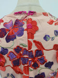 Colorblock Patchwork Flower Embroidery Dresses for Women O Neck Short Sleeve High Waist Bodycon Applique Style Dress Female