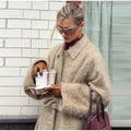 Camel Lapel Collar Coat Women Maxi Brushed Fuzzy Wool Self Tie Belt Waist Cinched Jacket Oversized Chic Autumn Winter Outerwear