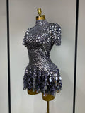 Sparkly Sequins Luxury Birthday Party Gown Short Dress Dancer Stage Performance Wear Women Sexy Nightclub Dress Festival Outfit