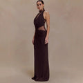 Elegant Red Brown Lace Patchwork Long Dress Women's Turtleneck Draped Collar Dresses Evening Party Wedding Guest Summer White