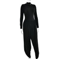 Sexy Hot Girl Solid Color Jumpsuits for Women Round Neck Long Sleeve Backless Side Split Streetwear Jumpsuit Female