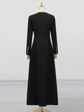 Elegant Spliced White Flower Embroidery Dress for Women O Neck Long Sleeve High Waist Patchwork Button Slim Dresses Female