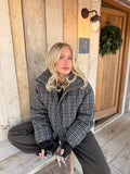 Trendy Vintage Plaid Padding Jacket Women Stand-up Collar Zipper Cotton Coat Lady Fall Winter High Street Casual Outwear 2026